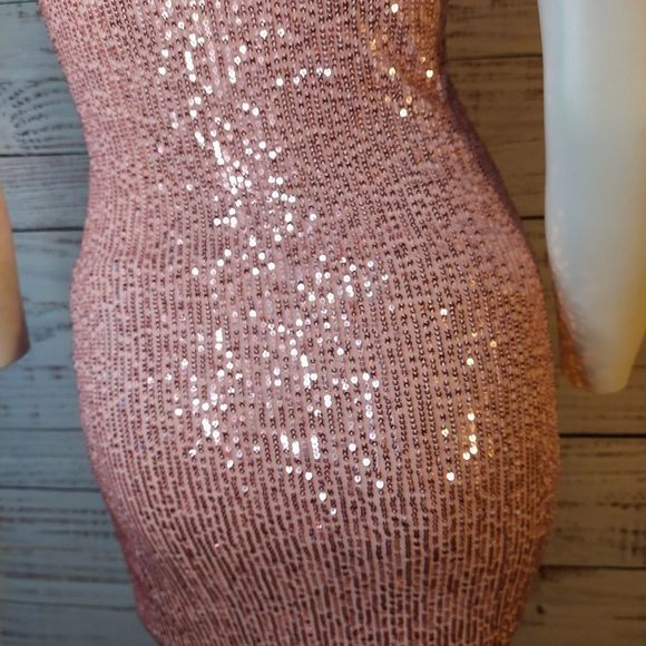 Fashion Nova Start The Show Sequin Dress- Rose Gold - Picture 10 of 16